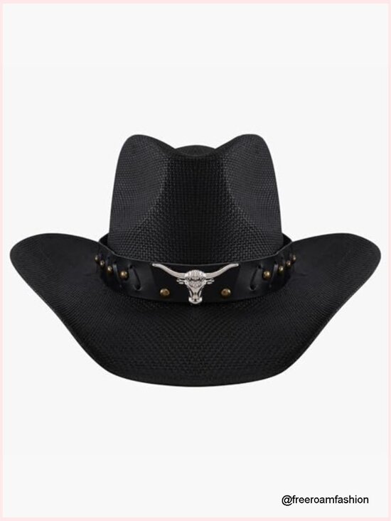 Western Straw Cowboy Hat with Shapeable Brim for Men Women main image 4